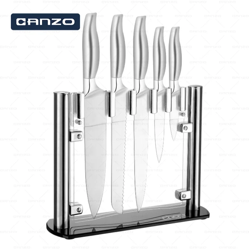 Custom Hollow Handle Kitchen Knife Set Non Stick Stainless Steel Kitchen Chef Bread Slice Santoku Paring Knives