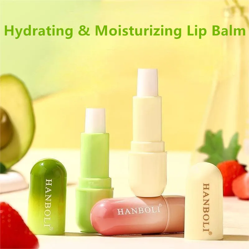 HANBOLI Wholesale Moisturizing Lipstick Set Fade Lip Lines Strawberry Avocado Flavor Nourishing Lip Balm