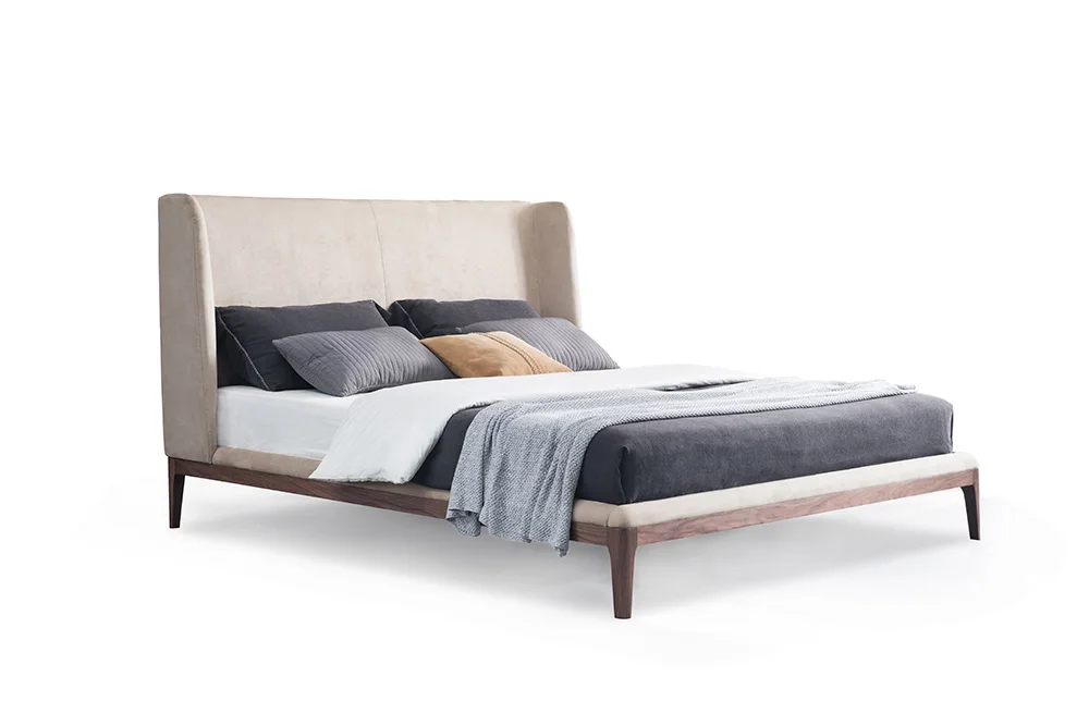 Gainsville Modern Elegant Up-holstered Bed High Quality Apartment Bed WIth Wood Legs