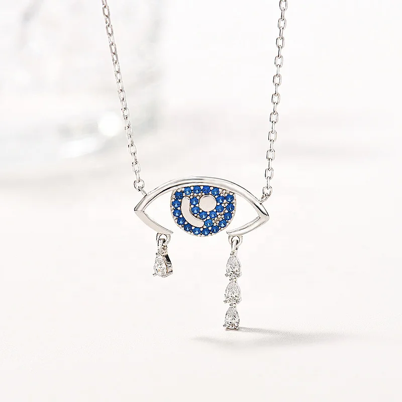 S925 Sterling Silver Colorful Zircon evil Eye Collar Chain Necklace wholesale