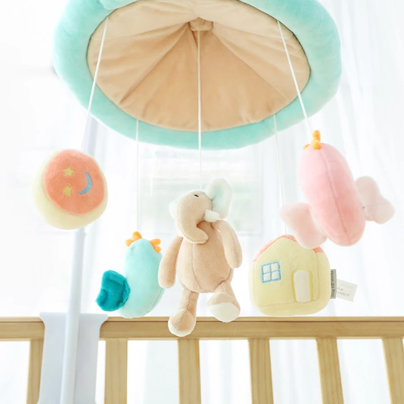 Ready to ship 93cm Unicorn Rotating Bed Animal Baby Stroller Toy plush rattle Playing On The Crib Hanging Bell Toys For Children