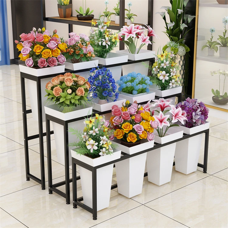 Hot Sale Commercial Wedding Outdoor Flower Stand Single Row Flower Bucket Display Stand Flower Shop Flower Stand