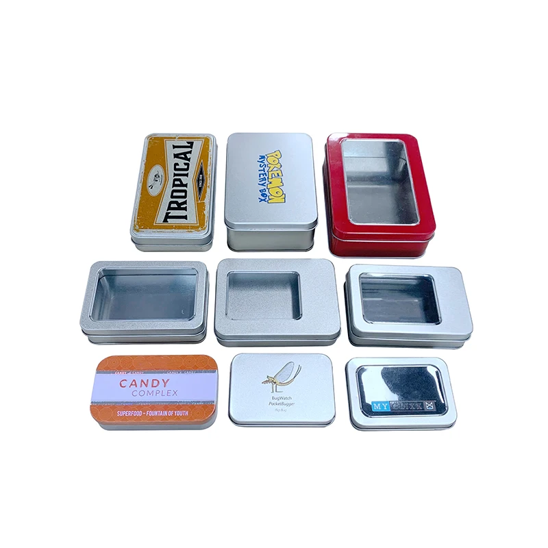 OEM ODM Dongguan Manufacture Rectangle Silver Gift Tin Can Metal Box Packaging Low MOQ Custom Tin Box