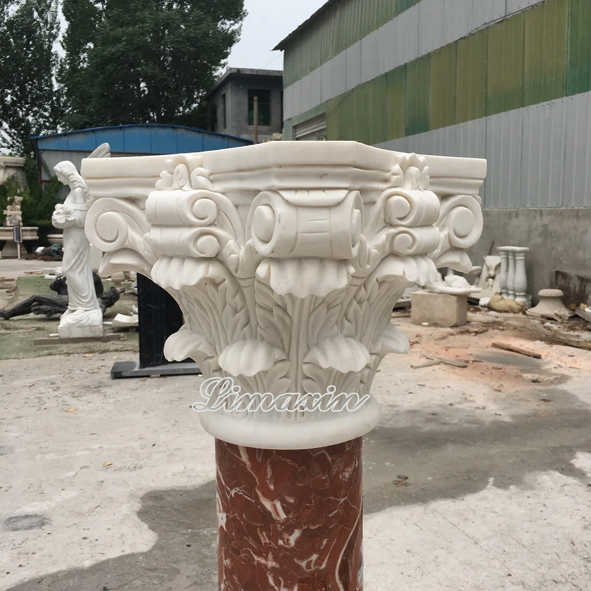 Mixed color luxury design interior decorative natural marble pillars Corinthian capital Roman stone columns