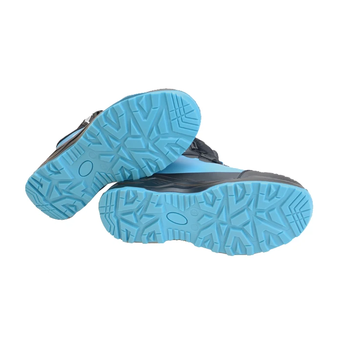 Fashionable Blue Microfiber Upper Safety Work Shoes Anti Smashing Rotary Buckle High Top Construction Safety Boots