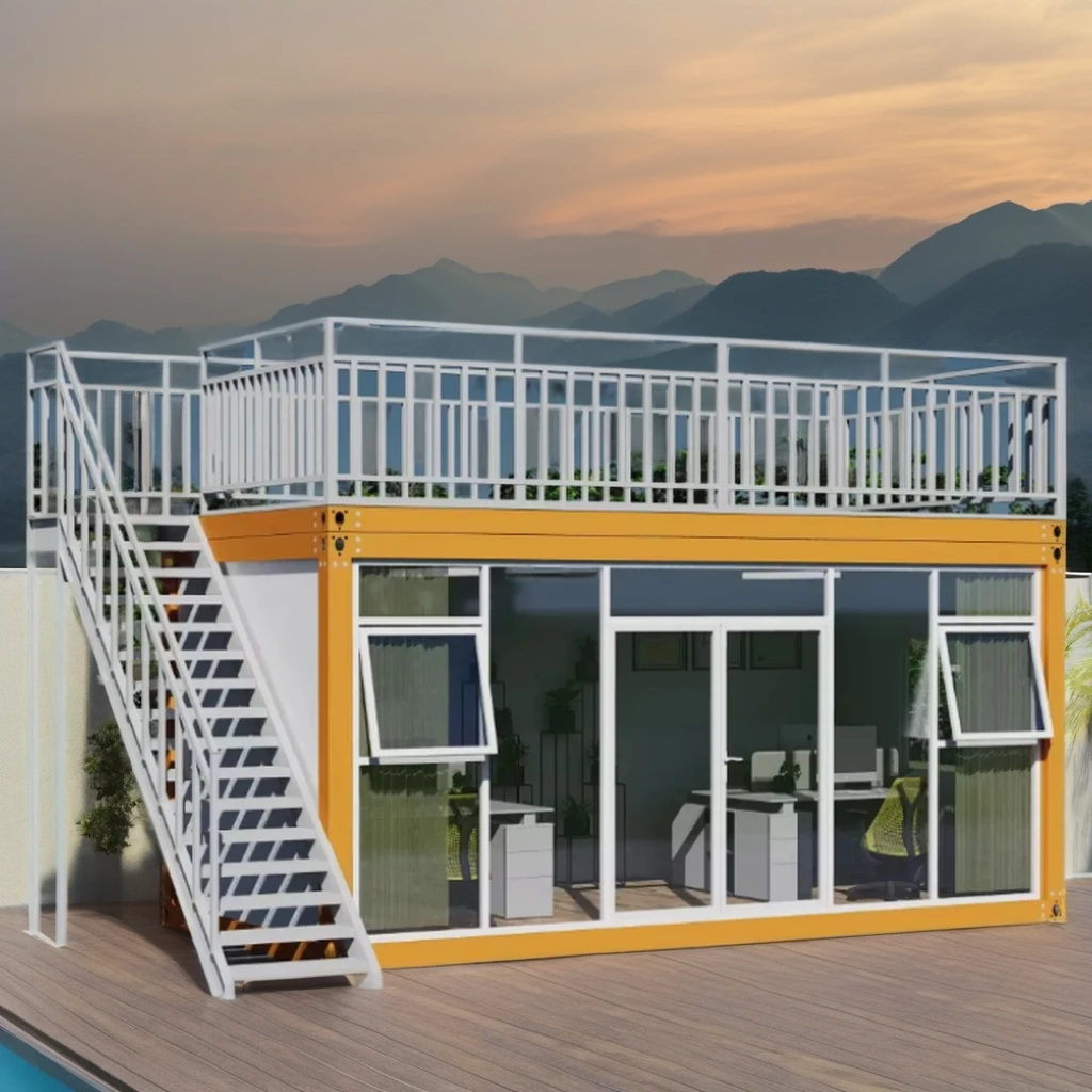 Container mobile house construction site glass curtain wall office can be dismantled and assembled for home use.
