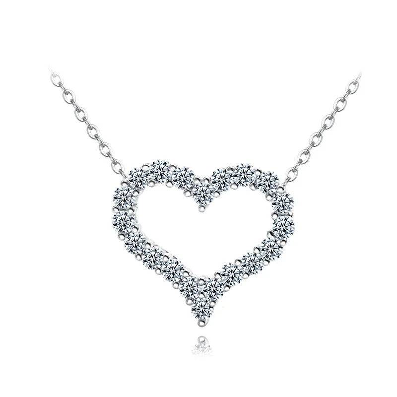 SKA S925 серебряное ожерелье выдалбливают любовь кулон микро инкрустация белый циркон для