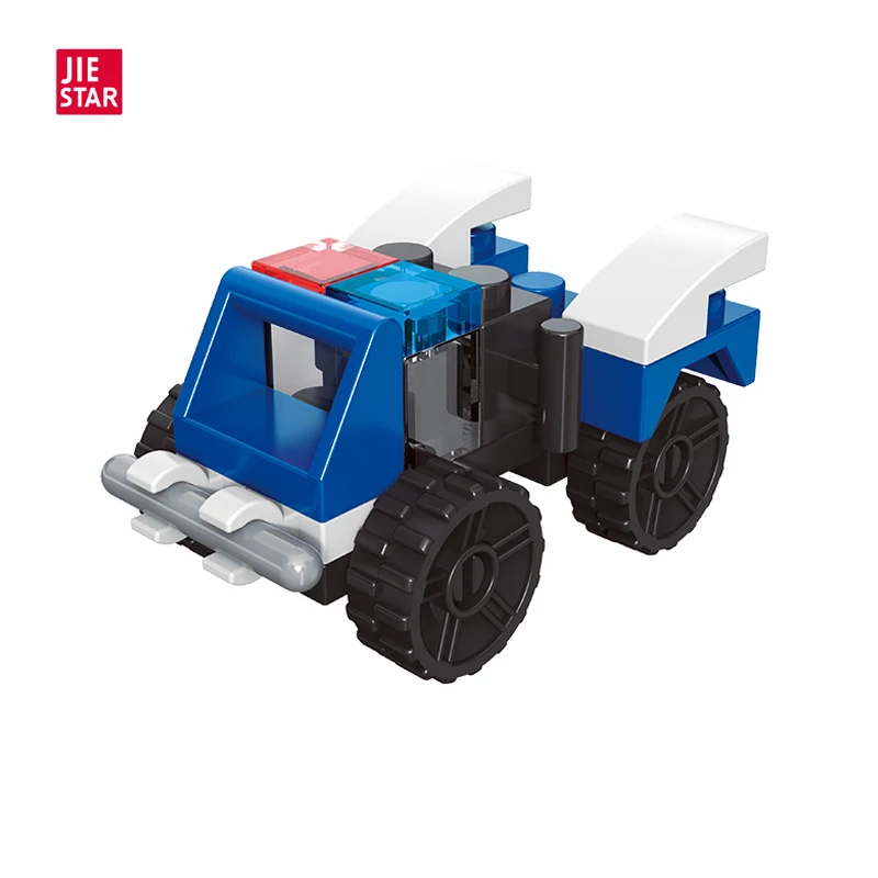 JIESTAR 19 pcs small mini city police patrol vehicle guard car building block set little cheap easter egg surprise egg filler
