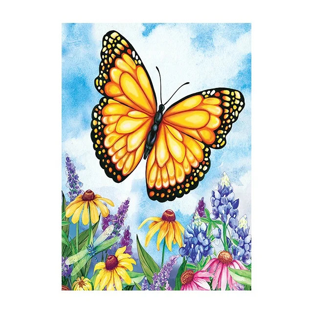 Yiwuyaojun Best Selling Full Drill Diamond Painting Butterflies And Flowers In The Garden Diy Embroidery For Beginners