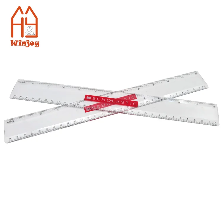 Custom 15cm/6 Inch 30cm/12 Transparent Plastic Straight Ruler With Customized Logo Print for School and Office.