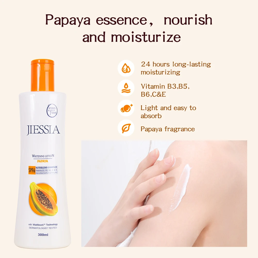 JIESSIA In stock skin body care natural PAPAYA moisturizing whitening brightening whiting body lotion