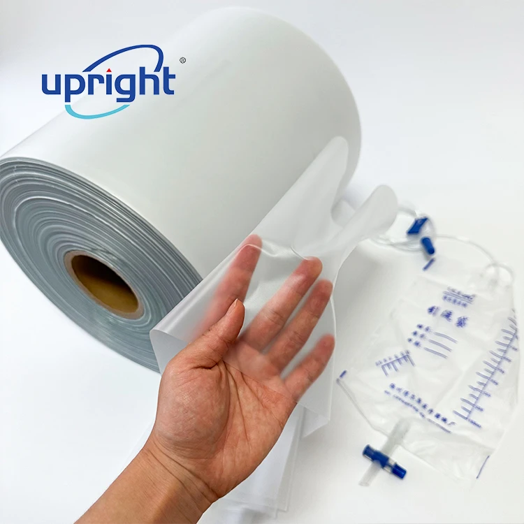 Upright 120 micron 180 micron white clear frosted pharmaceutical pvc film for urine bag