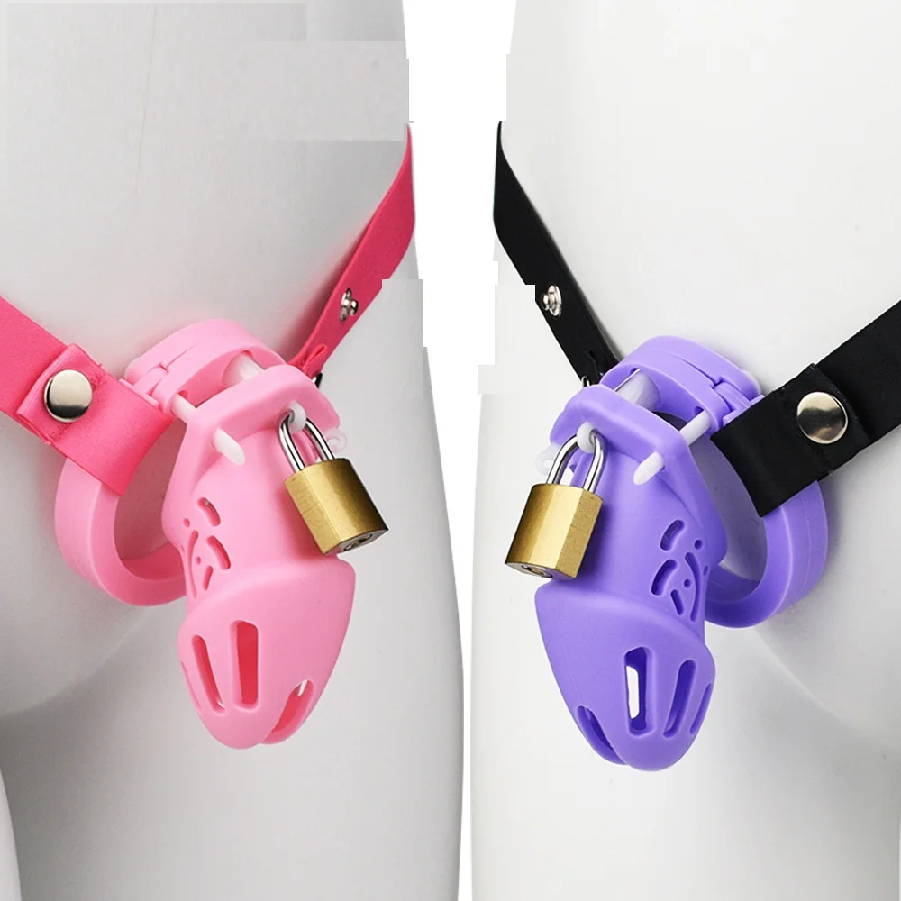 Soft silicone chastity lock penis color CB birdcage elastic auxiliary belt set length optional sex toys for men couple men