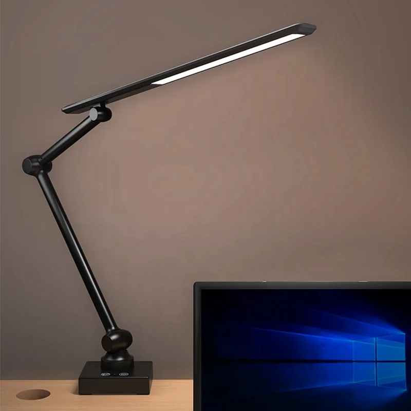 Foldable Adjustable Dimmable Plug In Swing Arm Workbench Architect Led Clip Table Reading Light Study Desk Lamp With Clamp