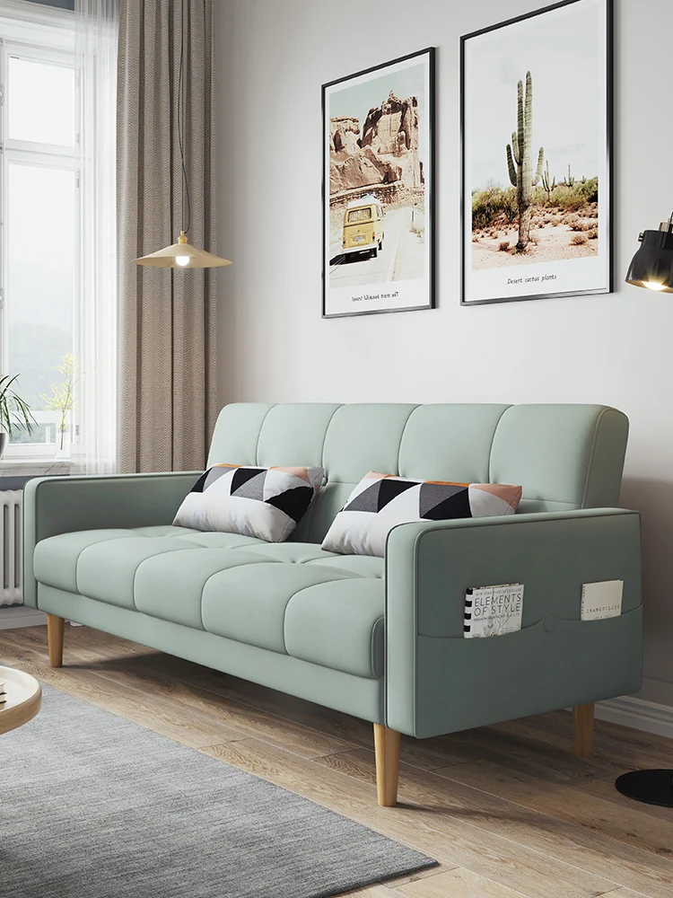 Nordic fabric sofa modern simple small family folding sofa bed living room dual purpose multi-functional lazy sofa