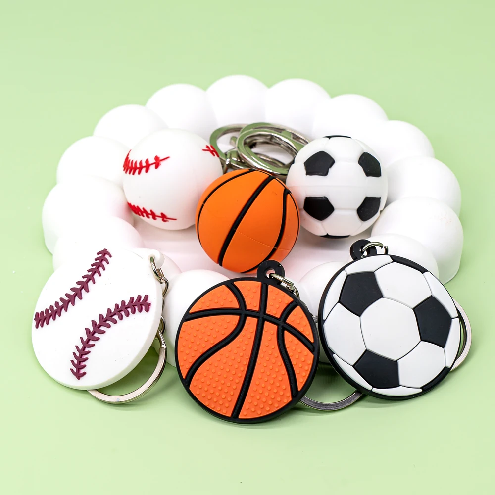 Wholesale pvc Cartoon Key Chain shape Sports Series Key Ring key Holder Fashion Gift basketball Key Ornament Bag Pendant