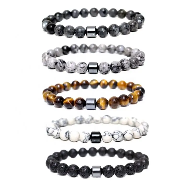 Top sale Handmade Magnetic Therapy 8mm Magnet Charm Couple Bracelet Energy Bead Hematite Bracelets for Women Men
