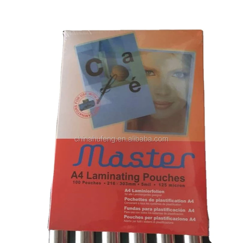 
A7 A6 A5 A4 A3 125mic master laminating pouches lamination LAMINATE pouch films suppliers from China 