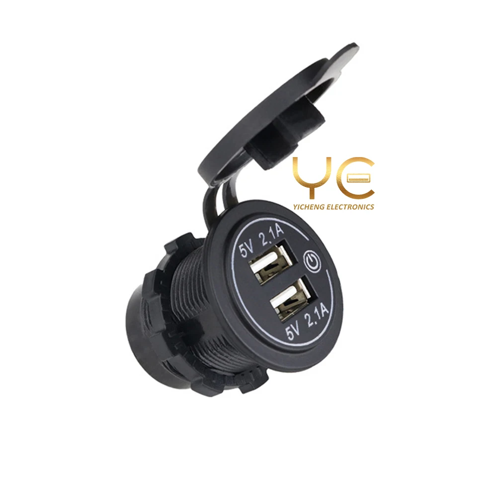 2 1 A 12 - 24 вольт двойной порт розетка USB зарядное устройство с сенсорным переключателем ВКЛ./ВЫКЛ.