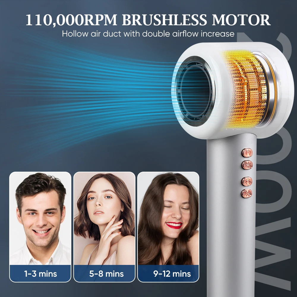 Powerful  Blow Hairdryer Set Secador De Cabello  Professional Salon Seche Cheveux  High Speed New Negative Ion Hair Dryer