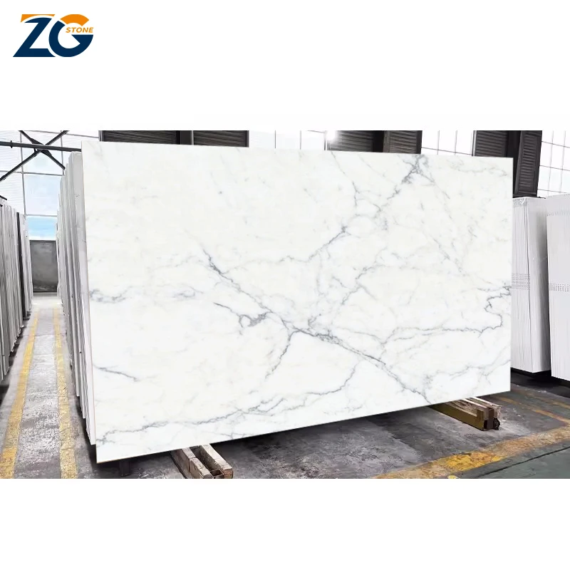 ZGSTONE Carrara White Luxurious Interior Decoration White Marble Floor Tile White Stairs Marble Slabs Bathroom Tile