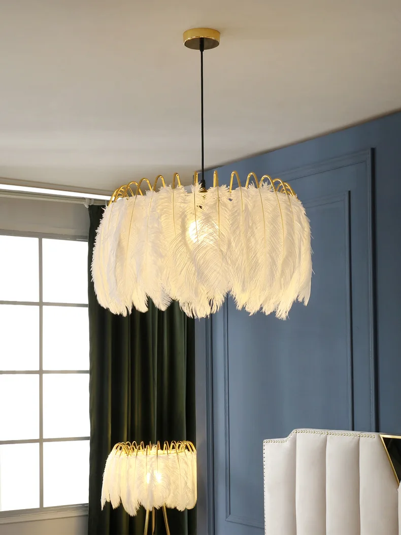 Китайское профессиональное производство тканевых художественных перьев люстры 2021 домашнее освещение