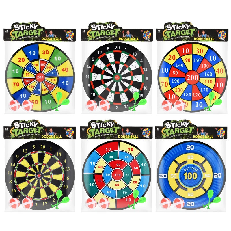 Customized 36CM sport toys hang design cloth dartboards kids mini board game with sticky balls and darts