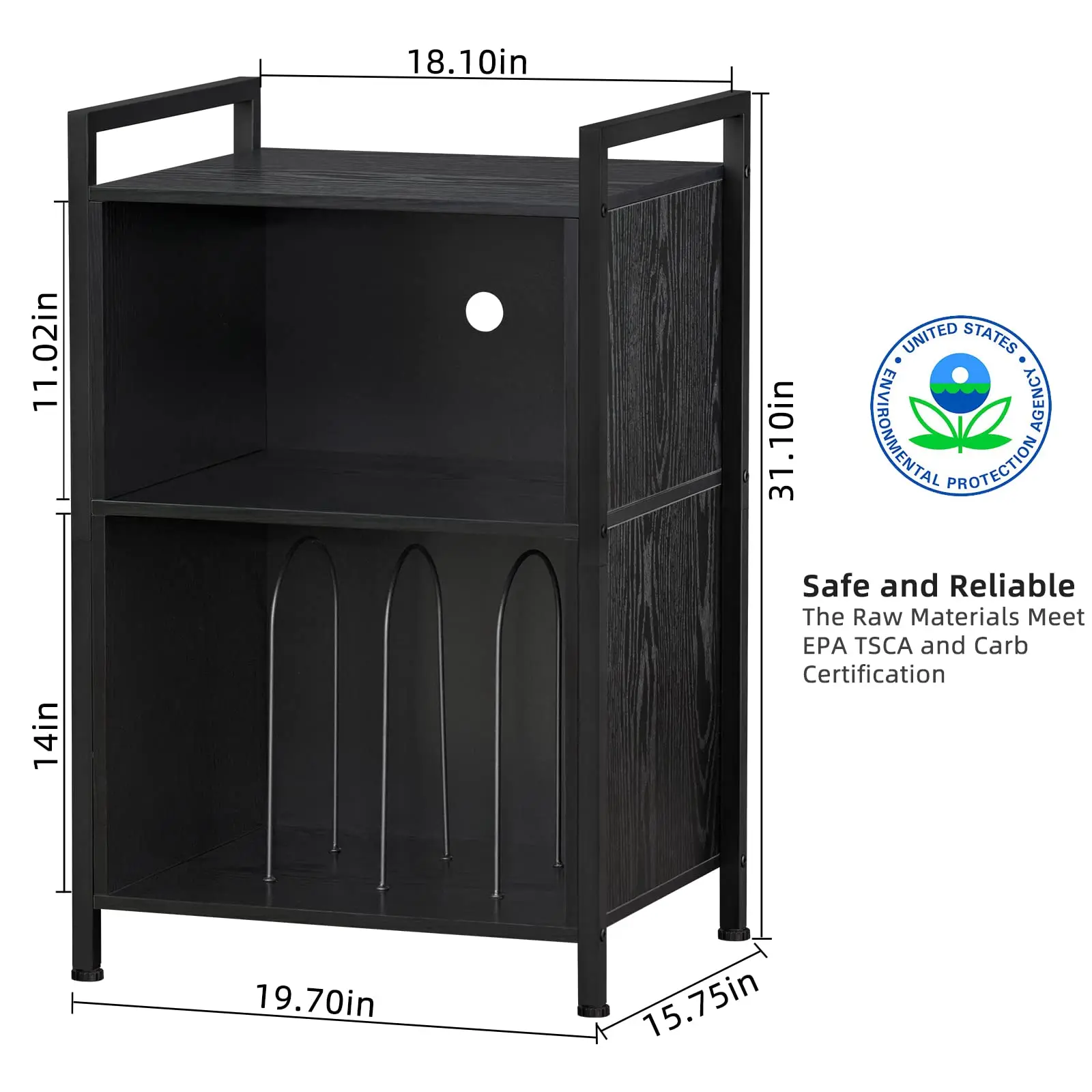 Modern Wholesale Living Room Furniture Record Player Stand with Storage Wooden 3 Shelf CD Vinyl Record Holder