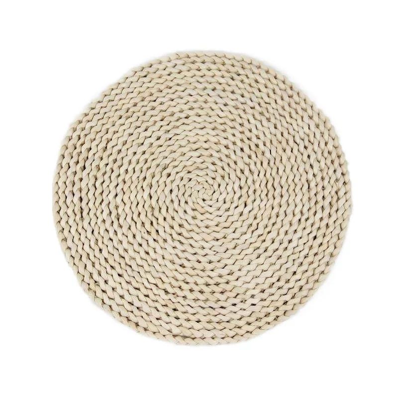 Home Natural Corn Peel Handmade Seagrass Weaving Cup Mat Heat Resistant Sand Pot Mat Plate Cup Meal Mat