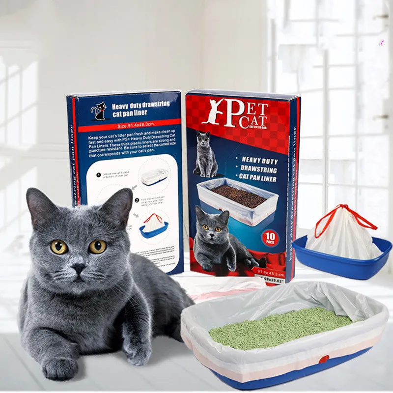 BENBEN Cat Litter Box Liners, Drawstring Large Kitty Litter Pan Bags Jumbo Extra Durable Pet Cat Supplies