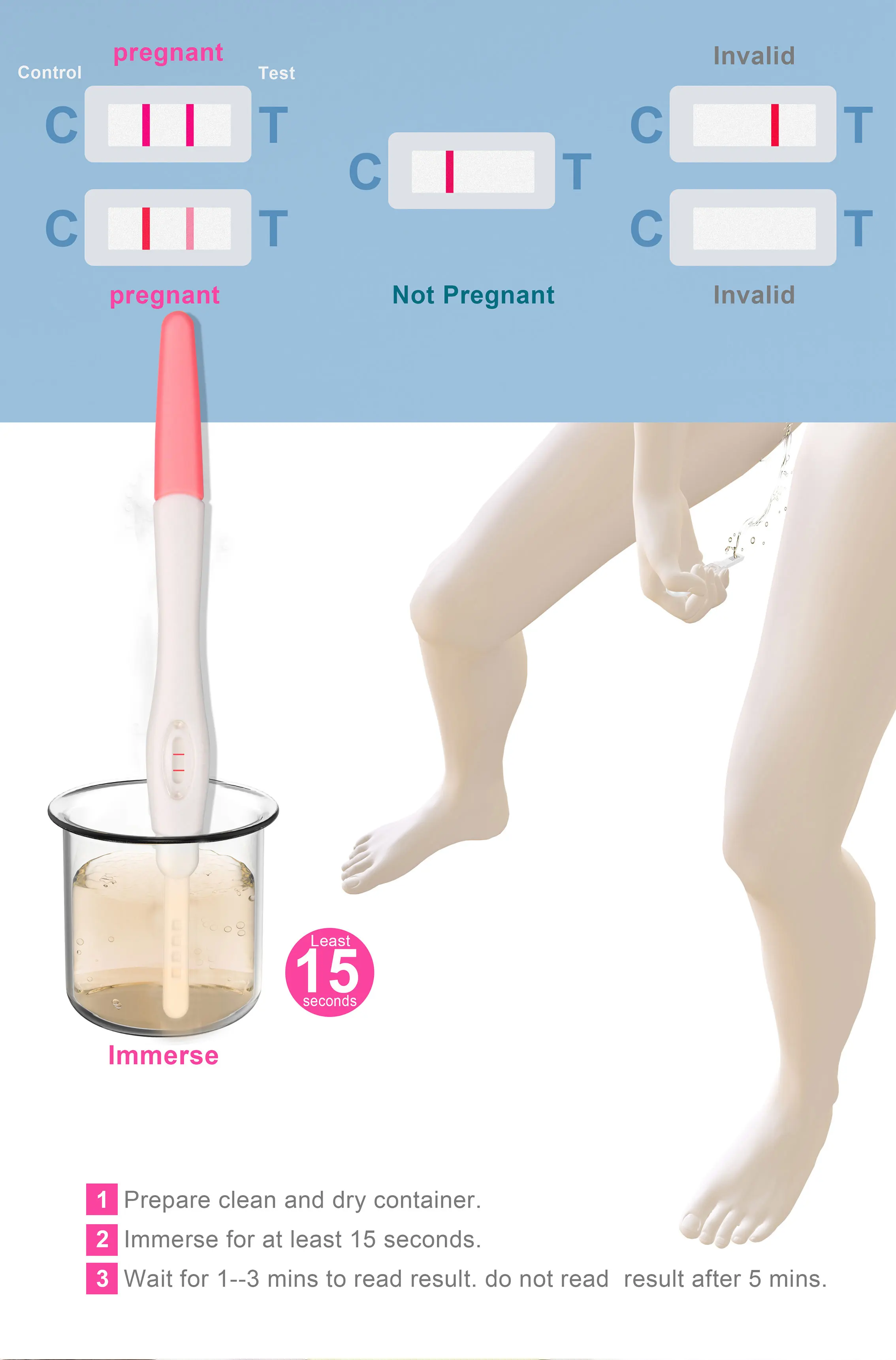 HCG Test Products Rapid Early Pregnancy Tests CE ISO Urine Hcg Midstream Pregnancy Test Pen Kit