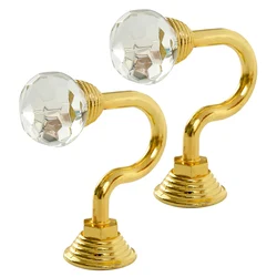 2pcs Retro Crystal Glass Curtain Holdback Hooks Wall Curtain Accessories Hanger metal hook