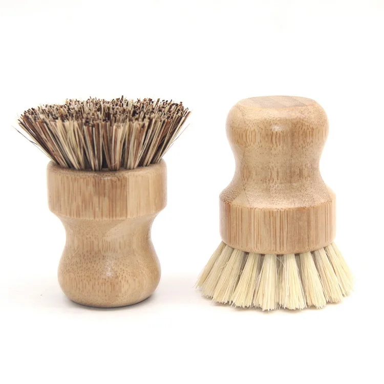 Bamboo Dish Scrub Brush Natural Scrub Cleaning Brush Vegetable Brush for Dishes   Cast Iron Pots Pans Used in  Kitchen