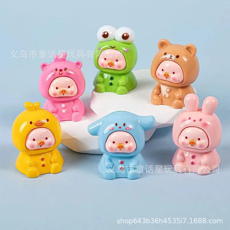 Animal sitting pig solid color luminous three-dimensional DIY ornaments cute cartoon style resin accessories ornaments blind bag