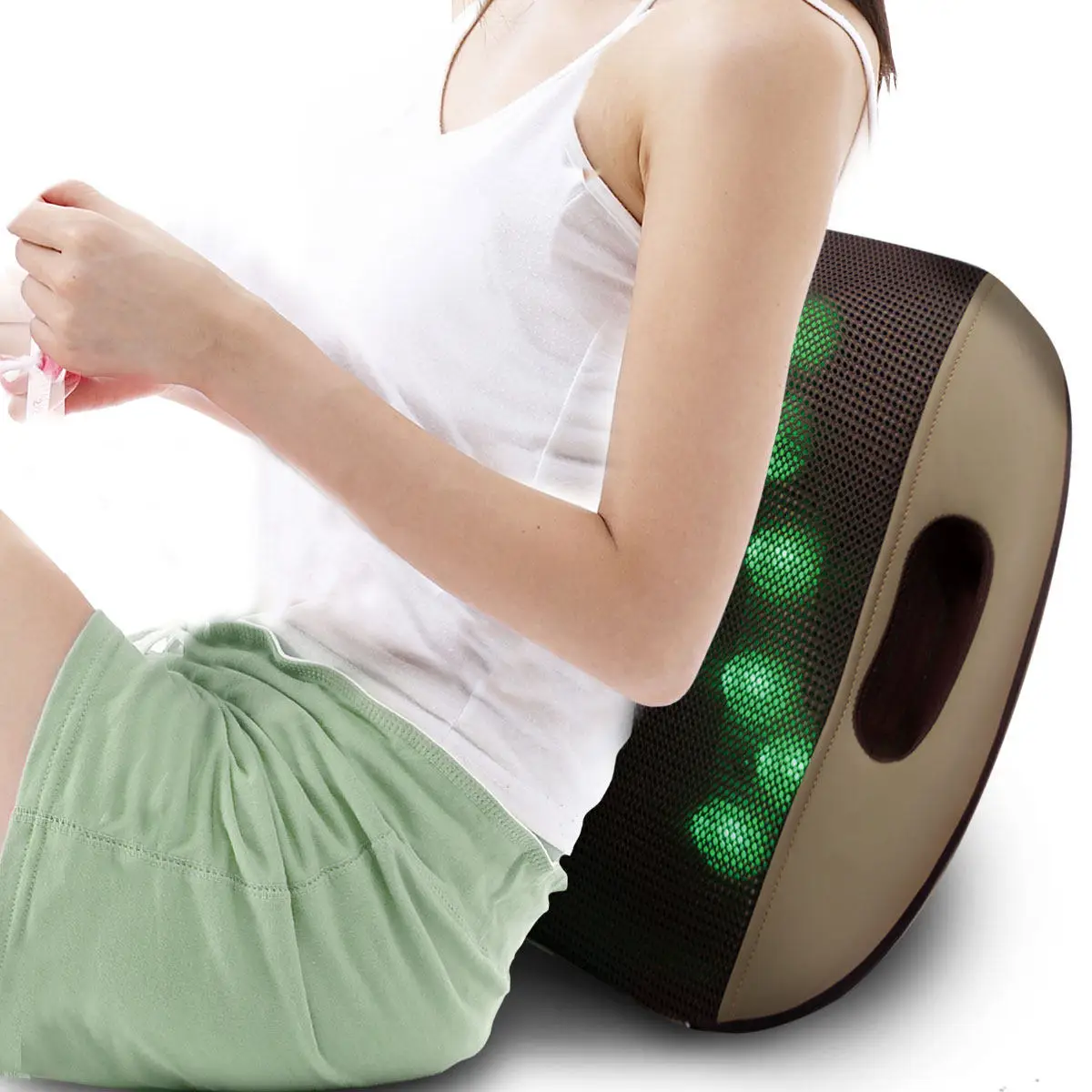 Factory customized home car wireless waist massager cushion 3D kneading acupressure back heating massage for sports