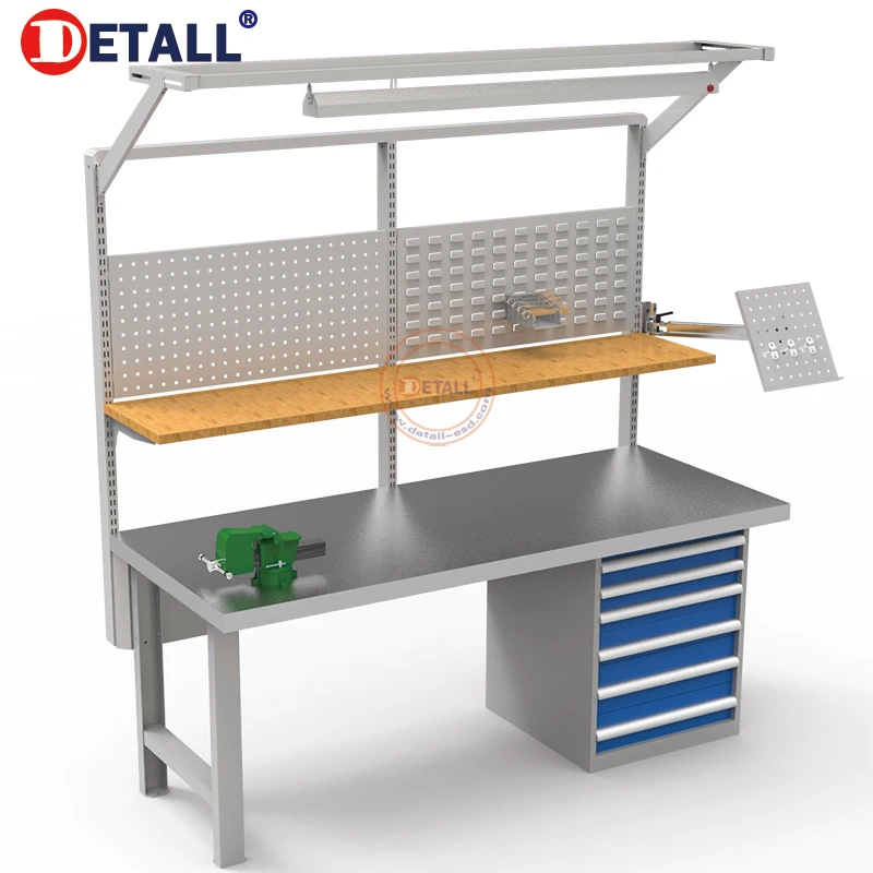 malaysia type esd work table metal industrial steel garage workbench cabinets with drawers for tool storage