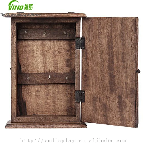 wood display cabinets wood storage cabinet with Floral Motif and 6 Hooks Antique Finish (10 x 7In)rustic wooden furniture