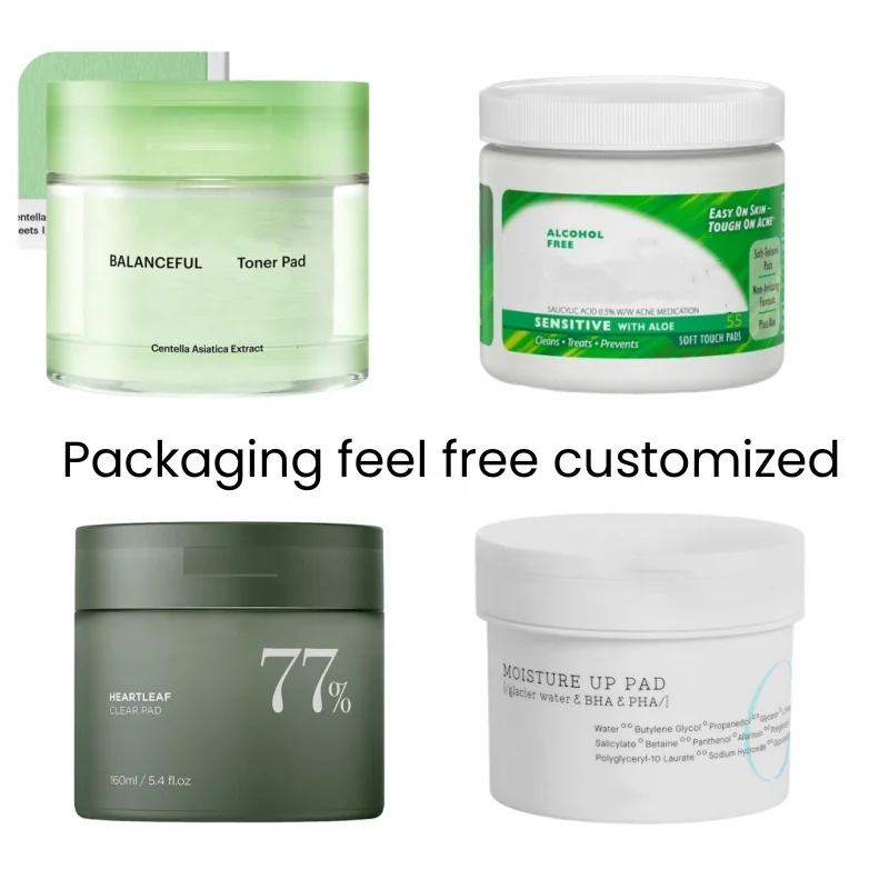 Wholesale Vegan Korean Cosmetic Exfoliating Makeup Remover Pad Toner Pads for Sensitive Skin