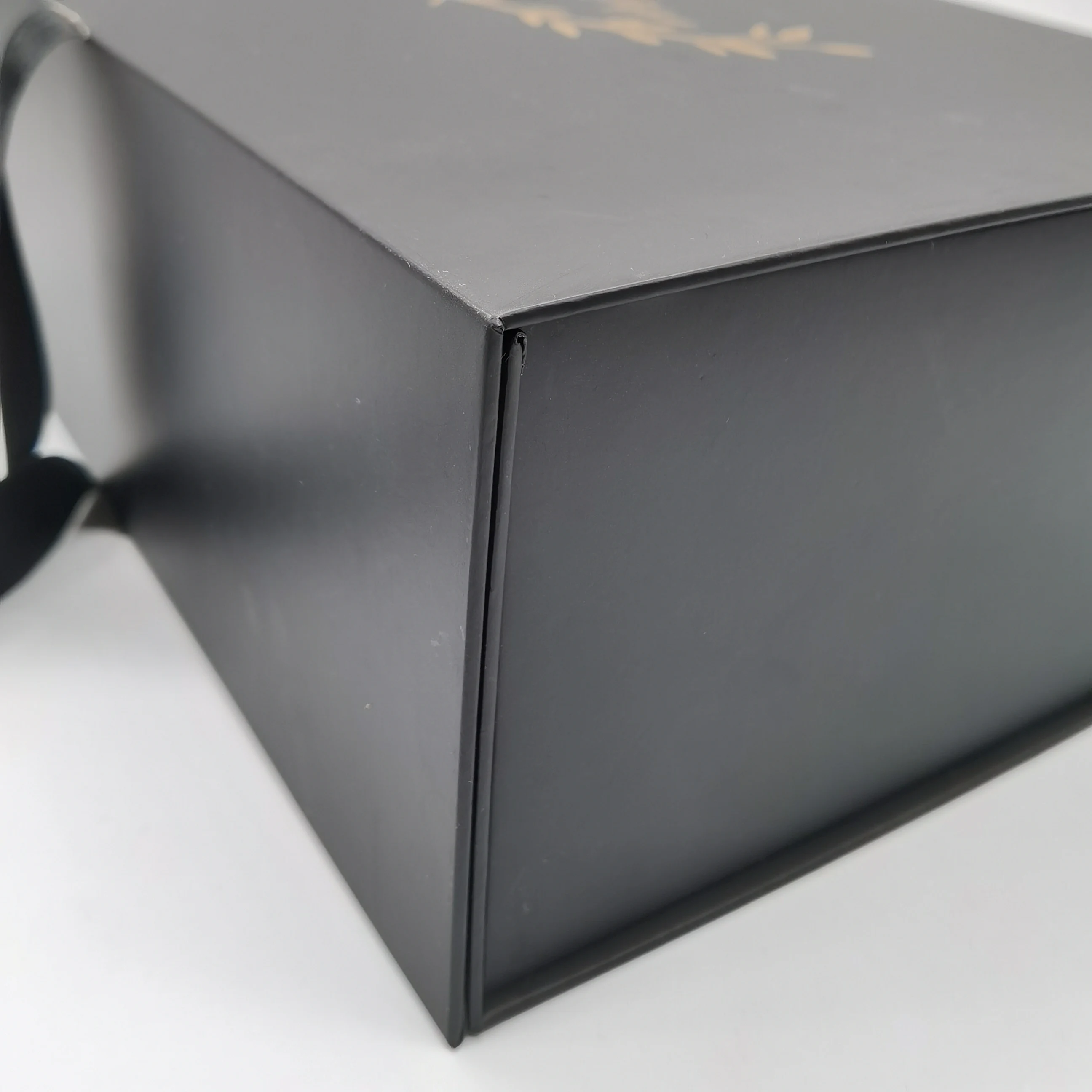 Luxury Satin finished Black Packaging Box Shipping folding Box For Gift