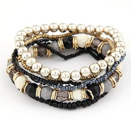 6 model Europe and America Fashion Bohemia mash up Beads multi layer  beads stretch bracelet