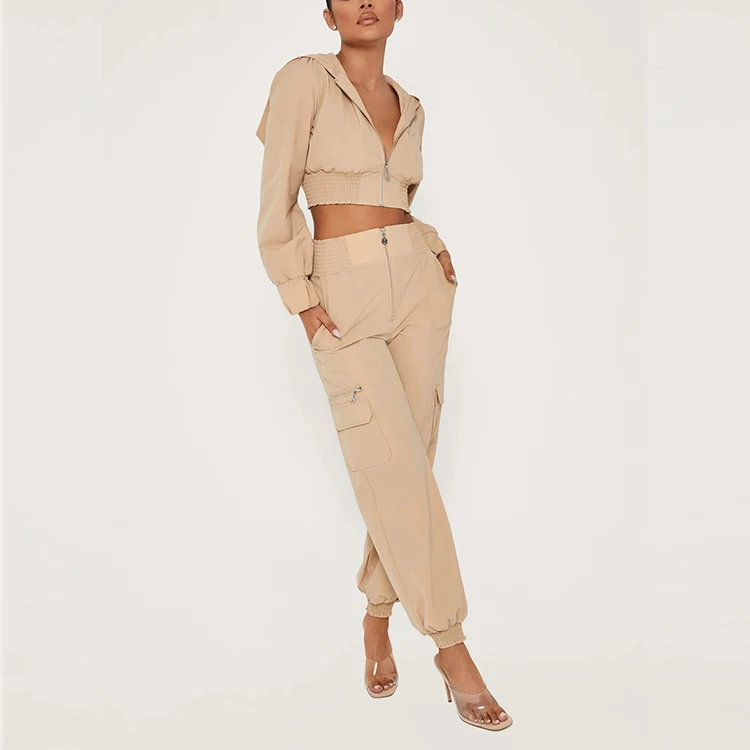 wholesale designer women sweatsuit windbreaker jogger tracksuit custom logo fitness sportswear nylon suits set training wear