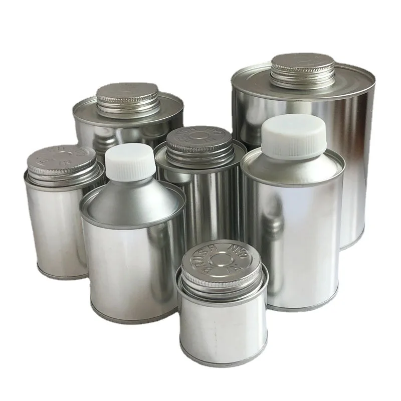 
100ml 200ml 250ml 500ml 1000ml brush top empty round metal tin cans with plastic cover 