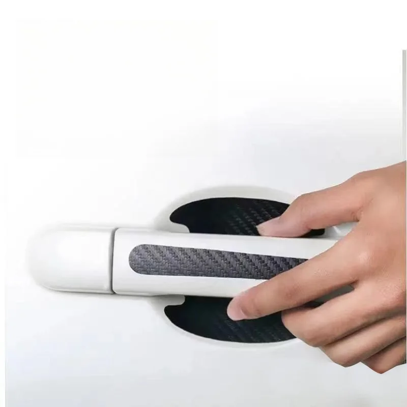 4 pcs 8 pcs car door handle stickers scratch resistant door bowl paint protection anti-collision strip carbon fiber decoration