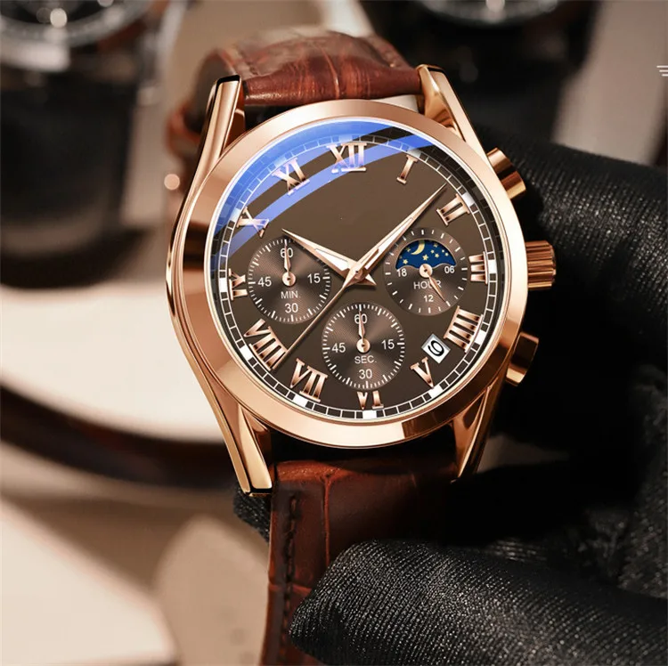 Luxury Men Watches Luminous Multi-function custom watch chronograph Business casual quartz watches