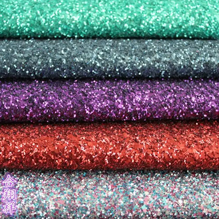 GLITTER FINO Polyester Synthetic PU Leather with Enhanced Visual Appeal Glitter Vinyl Faux Elastic Fabric for Shoes