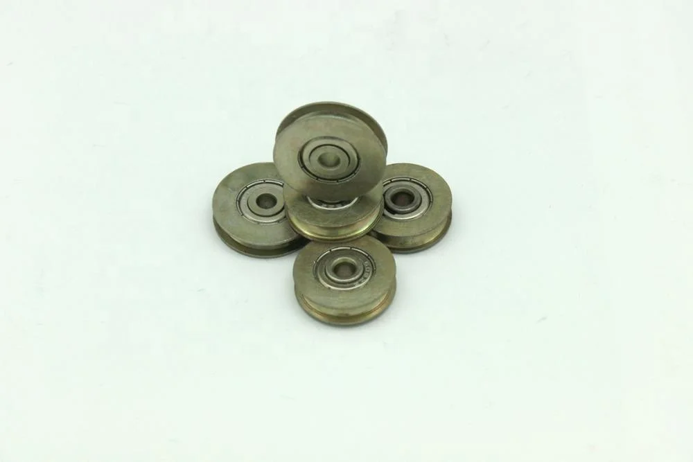 U groove guiding small plastic pulley wheels with bearings  for rail sliding