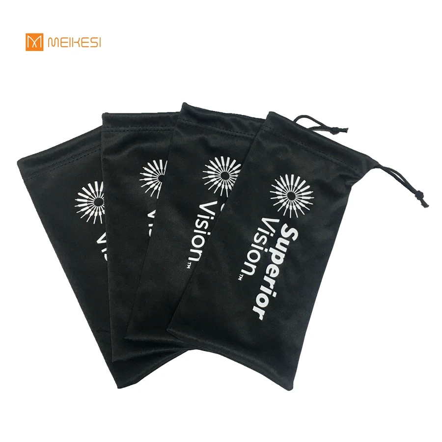 customized logo print soft microfiber sunglasses pouch with drawstring