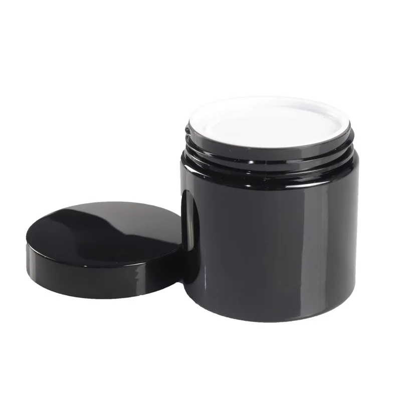 Jar Black Food Storage Plastic Containers Wholesale 100g 200g 300g PET Cosmetic Packing Plastic Jars with Lids 500pcs