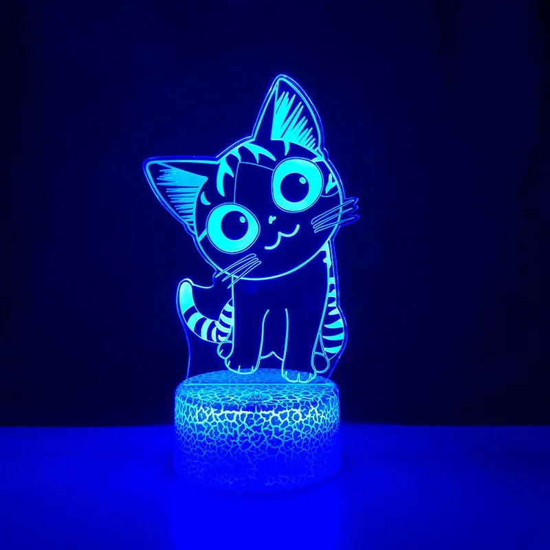 Timjay Wholesale Hot Sale Cute 3D Cat Kids LED USB Acrylic Glasses Kids Gift Bedroom Decoration Desktop Night Lights
