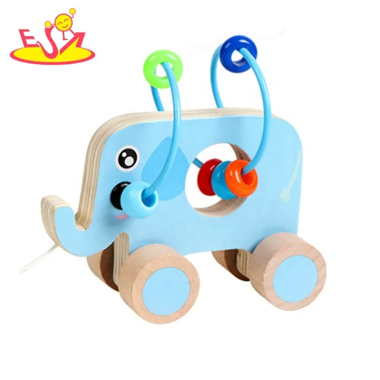 2023 New arrival elephant shape wooden toys bead maze for children W11B243